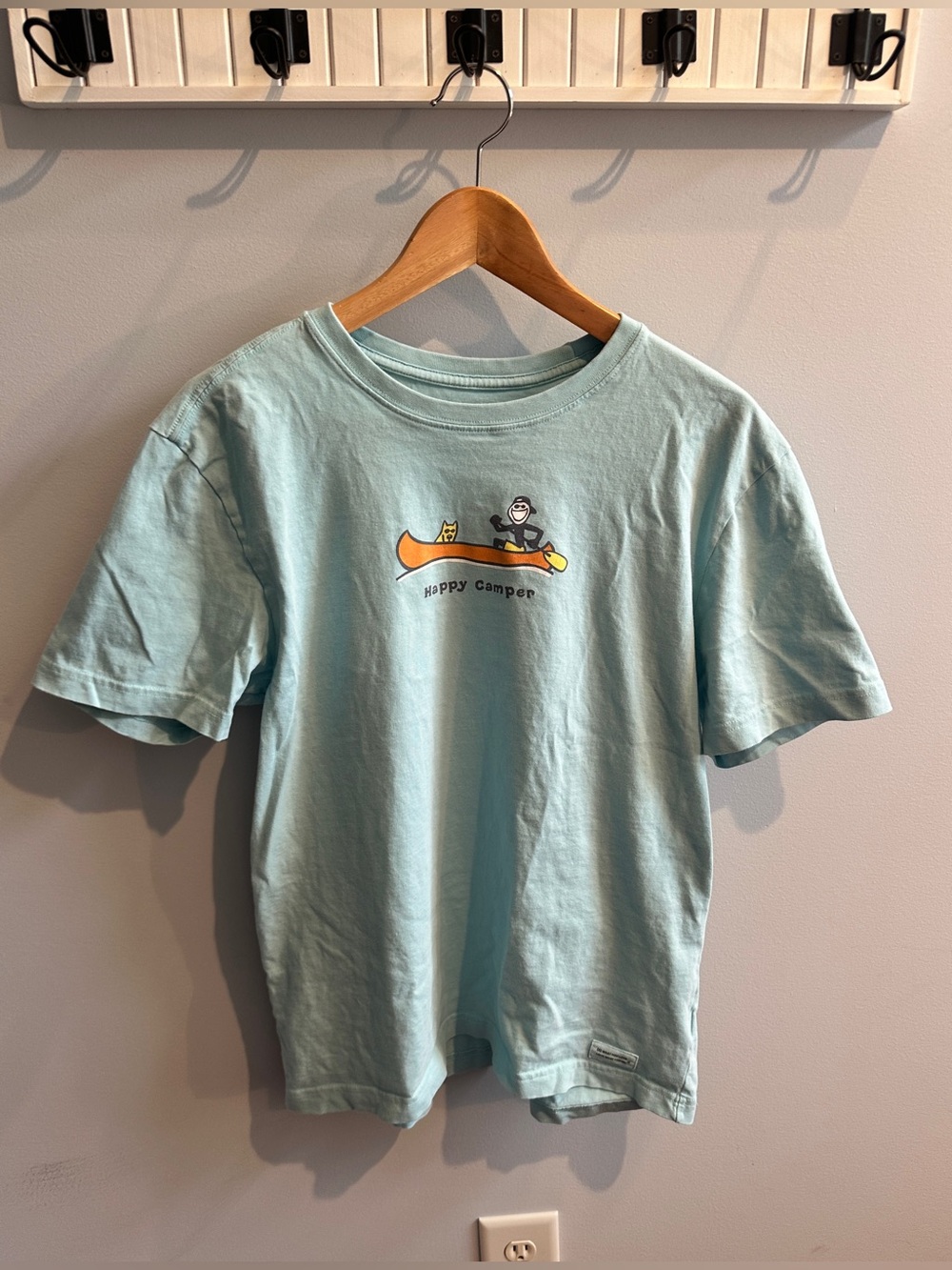 Life Is Good Light Blue "Happy Camper" Short Sleeve Tee